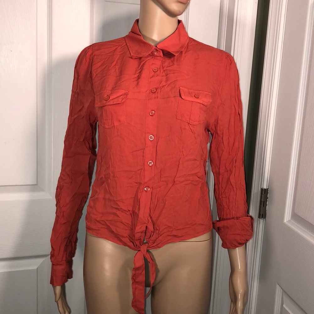edge Orange Buttondown Top L